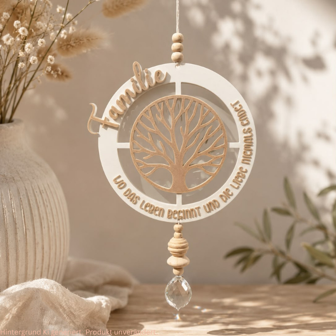 STL 3D Druck Datei Kränze 4 Designs personalisierbar Familie mit Baum Stammbaum 3D-Datei 3D-Druck Vorlage Kranz Türkranz – Bild 3