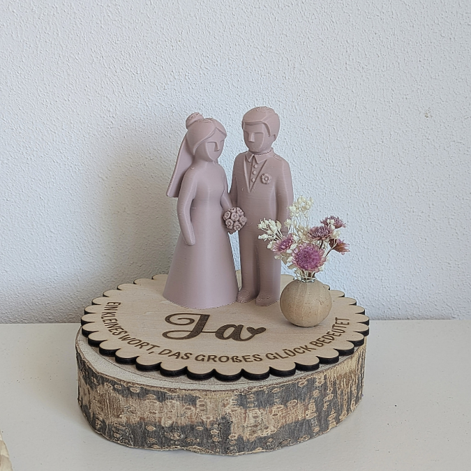 STL 3D Druck Datei Brautpaar minimalsitisch Hochzeit Hochzeitsgeschenk Deko 3D-Datei 3D-Druck Vorlage Geschenkidee Ehe Braut Bräutigam – Bild 3
