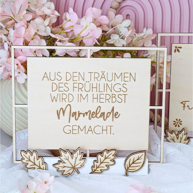 SVG Laser Herbst Datei 4 designs Klötzchenrahmen inkl Dekoblätter zum aufkleben Laserdatei SVG Datei Easysticks Hygge skandi – Bild 7