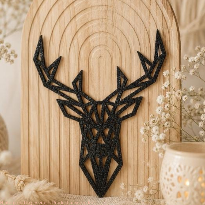 SVG Laser Datei Hirsch Reh für Klötzchen oder als Wanddeko Herbst Winter Weihnachten Laserdatei SVG Datei Lineart Skandi Reh – Bild 4