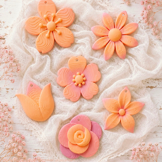 STL 3D Druck Datei 6 Designs Skandi Blumen Anhänger Geschenkanhänger Dekoanhänger Sommerblumen Blüten 3D-Datei 3D-Druck Vorlage Boho