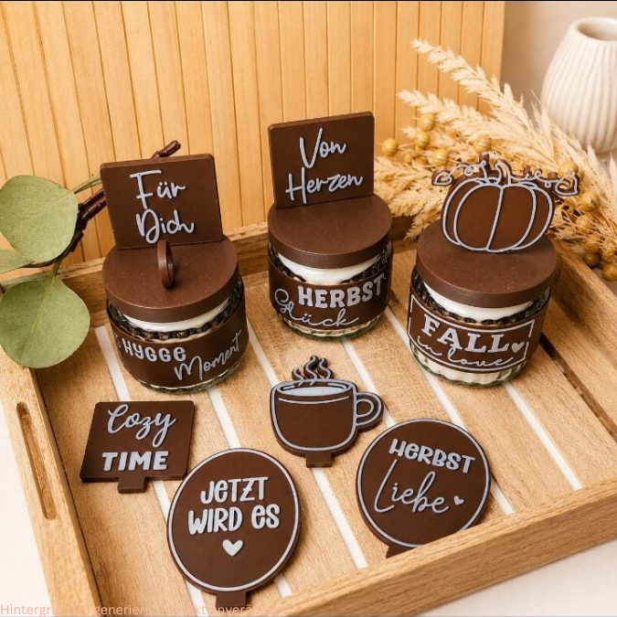 STL 3D Druck Datei Herbst XXl Set Kerzenglas Banderolen Deckel und Stecker Hök Gök 3D-Druck Datei Herbstliebe Mitbringsel Geldgeschenk Hygge – Bild 6
