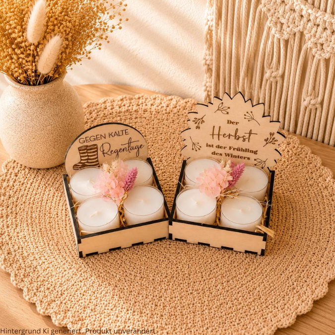 SVG Laser Herbst Datei Teelichtbox Mitbringsel für Teelichter oder Kleinigkeiten 3mm 4mm Laserdatei SVG Datei kerzen Hygge skandi – Bild 5