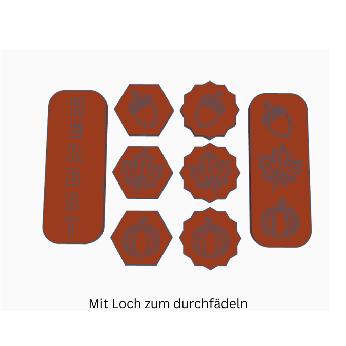 STL 3D Druck Datei Sonnenfänger Herbst Anhänger Kürbis Eichel Blatt Herbstmotive Herbstdatei Wanddeko Geschenkanhänger Sonnenfänger – Bild 2