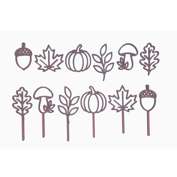 STL 3D Druck Datei Herbst Stecker und Aufhänger filigran lineart je 6 Designs Sonnenfänger Herbstglück schlichte Herbstdeko – Bild 2