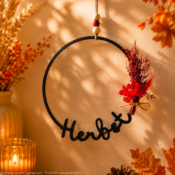 STL 3D Druck Datei Herbst Kranz schlicht Geschenkanhänger Türdeko Hoop Wanddeko 3D-Datei 3D-Druck Vorlage umhäkeln stricken Trockenblumen – Bild 3
