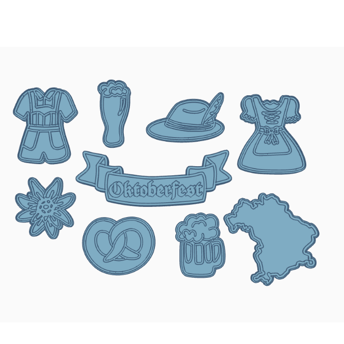 STL 3D Druck Datei 9 Designs Oktoberfest Bayern Bier München Anstecker zum kleben Streudeko 3D-Druck Datei Ohrringe Magnete Pins – Bild 2