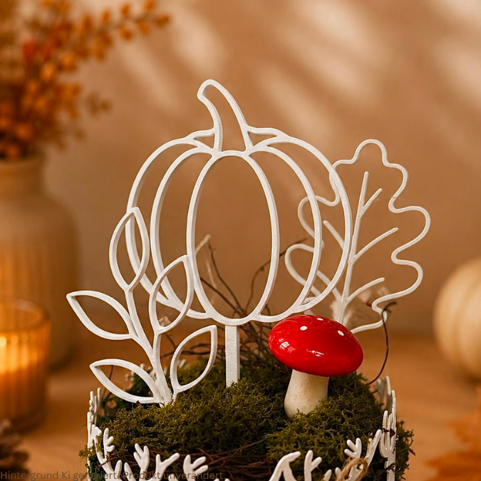 STL 3D Druck Datei Herbst Stecker und Aufhänger filigran lineart je 6 Designs Sonnenfänger Herbstglück schlichte Herbstdeko – Bild 8
