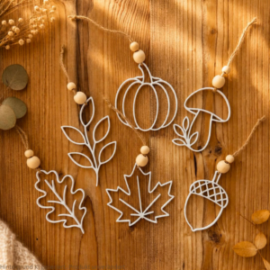 STL 3D Druck Datei Herbst Stecker und Aufhänger filigran lineart je 6 Designs Sonnenfänger Herbstglück schlichte Herbstdeko