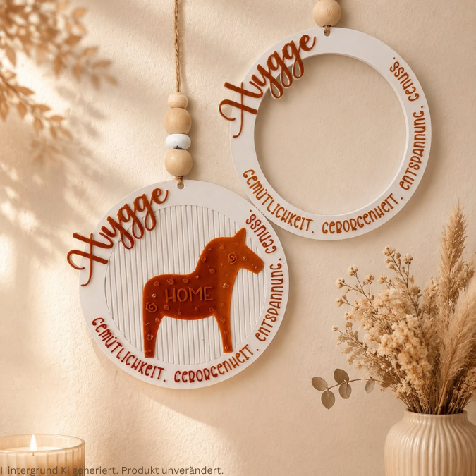 STL 3D Druck Datei Kränze 4 Designs Hygge definition Dala Pferd hyggelig 3D-Datei 3D-Druck Vorlage Kranz Türkranz – Bild 4