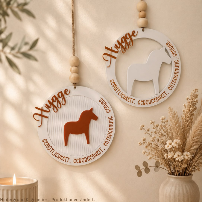 STL 3D Druck Datei Kränze 4 Designs Hygge definition Dala Pferd hyggelig 3D-Datei 3D-Druck Vorlage Kranz Türkranz – Bild 7