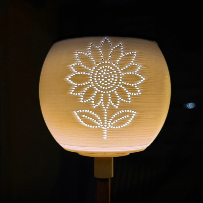3D Druck Datei STL Herbst Sonnenblume Windlicht für LED Teelichter oder Solarlichter (8cm) zum stecken und stellen inkl Stabhalter 6/8/10mm – Bild 10