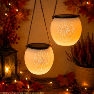 3D Druck Datei STL Herbst Sonnenblume Windlicht für LED Teelichter oder Solarlichter (8cm) zum stecken und stellen inkl Stabhalter 6/8/10mm