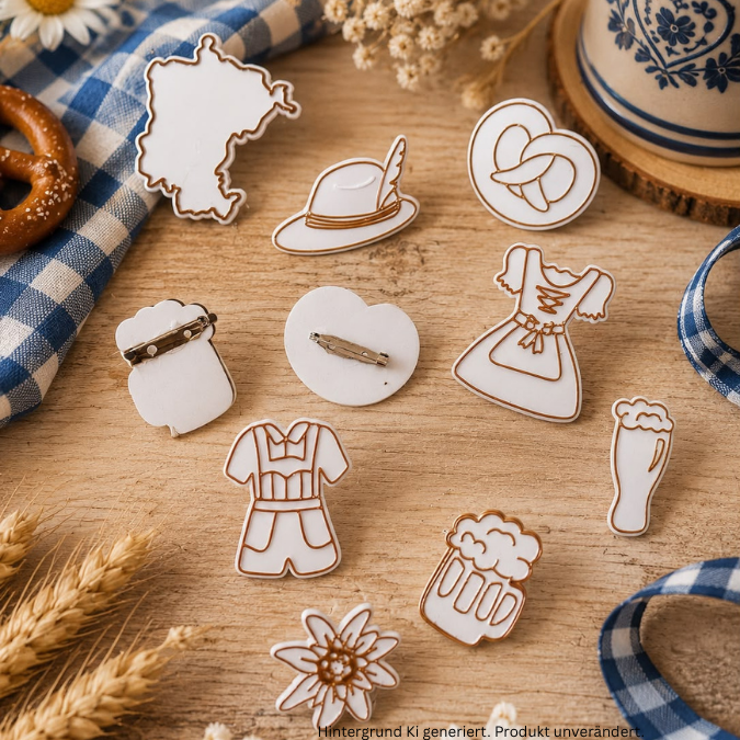 STL 3D Druck Datei 9 Designs Oktoberfest Bayern Bier München Anstecker zum kleben Streudeko 3D-Druck Datei Ohrringe Magnete Pins