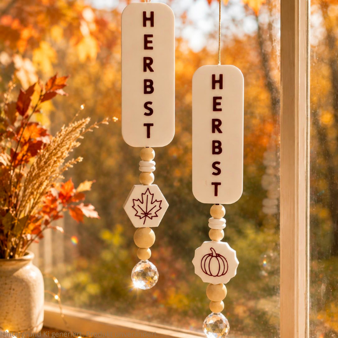 STL 3D Druck Datei Sonnenfänger Herbst Anhänger Kürbis Eichel Blatt Herbstmotive Herbstdatei Wanddeko Geschenkanhänger Sonnenfänger – Bild 6