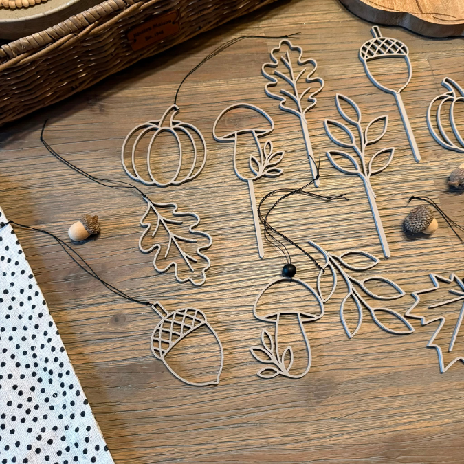 STL 3D Druck Datei Herbst Stecker und Aufhänger filigran lineart je 6 Designs Sonnenfänger Herbstglück schlichte Herbstdeko – Bild 15