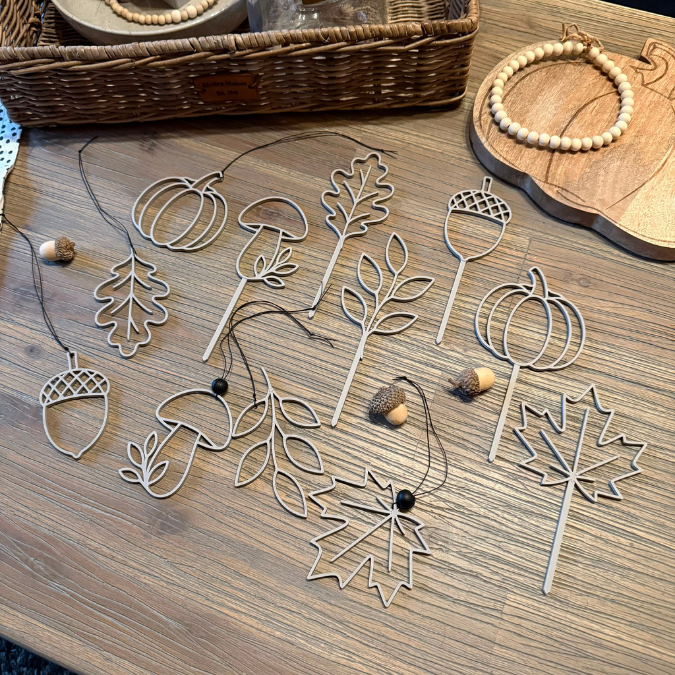 STL 3D Druck Datei Herbst Stecker und Aufhänger filigran lineart je 6 Designs Sonnenfänger Herbstglück schlichte Herbstdeko – Bild 16