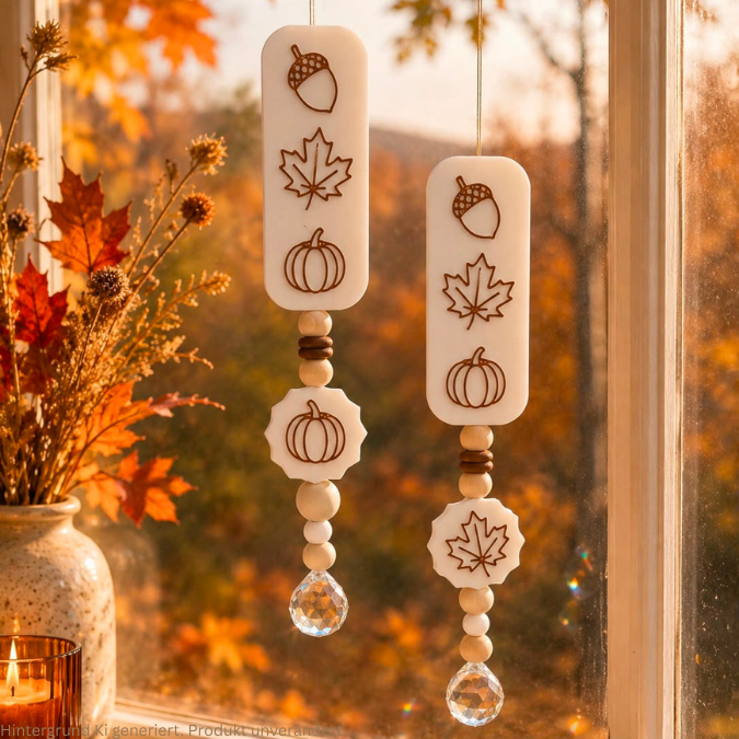 STL 3D Druck Datei Sonnenfänger Herbst Anhänger Kürbis Eichel Blatt Herbstmotive Herbstdatei Wanddeko Geschenkanhänger Sonnenfänger – Bild 4