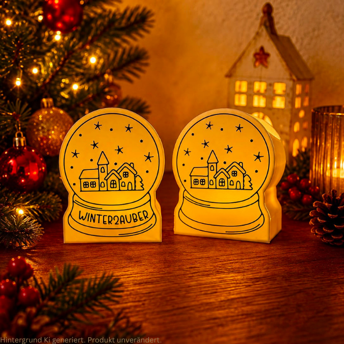 STL 3D Druck Datei beleuchtbare Schneekugel Licht Geschenkbox zum Kleben Weihnachten Winter 3D-Druck personalisierbar Lichtdatei – Bild 2