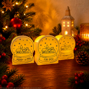 STL 3D Druck Datei beleuchtbare Schneekugel Licht Geschenkbox zum Kleben Weihnachten Winter 3D-Druck personalisierbar Lichtdatei