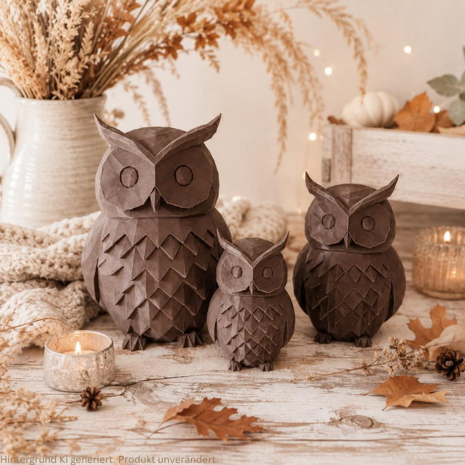 STL 3D Druck Datei Eule Herbst Winter skalierbar Herbstliebe Vogel Wald Waldtier Herbstmoment 3D-Datei 3D-Druck Vorlage