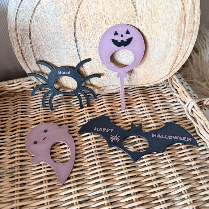 STL 3D Druck Datei Halloween Schoko Bon Halter für Kinder Mitbringsel Herbst Geist Spinne Fledermaus Lolli Lutscher Süßigkeiten – Bild 5