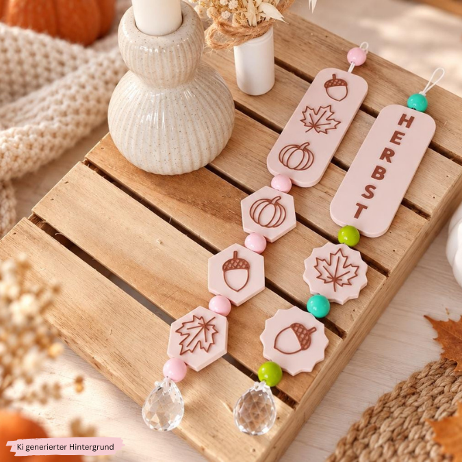 STL 3D Druck Datei Sonnenfänger Herbst Anhänger Kürbis Eichel Blatt Herbstmotive Herbstdatei Wanddeko Geschenkanhänger Sonnenfänger – Bild 3