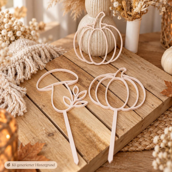 STL 3D Druck Datei Herbst Stecker und Aufhänger filigran lineart je 6 Designs Sonnenfänger Herbstglück schlichte Herbstdeko – Bild 4