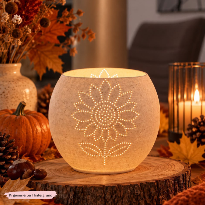 3D Druck Datei STL Herbst Sonnenblume Windlicht für LED Teelichter oder Solarlichter (8cm) zum stecken und stellen inkl Stabhalter 6/8/10mm – Bild 9