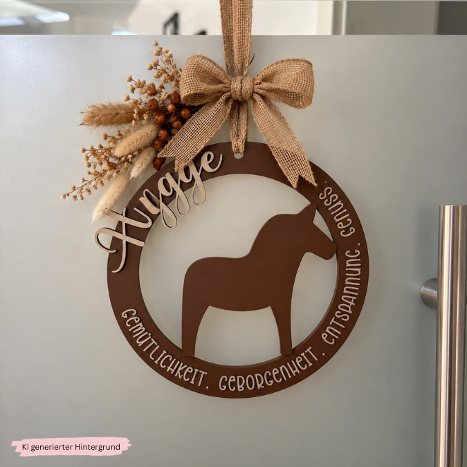 STL 3D Druck Datei Kränze 4 Designs Hygge definition Dala Pferd hyggelig 3D-Datei 3D-Druck Vorlage Kranz Türkranz