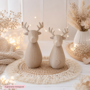 STL 3D Druck Datei 2er Set Herbst Winter Rentier 2.0 Hirsch mit Herz skalierbar Deko Herbstliebe 3D-Datei 3D-Druck Vorlage