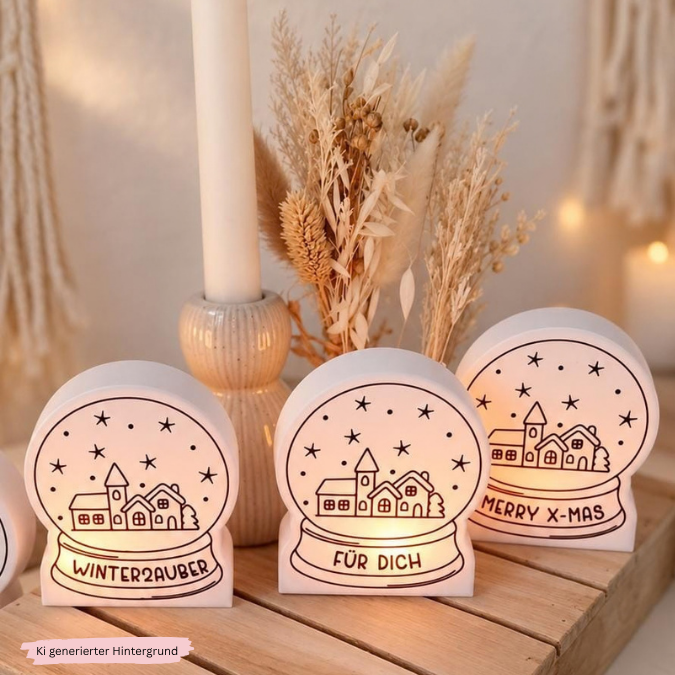 STL 3D Druck Datei beleuchtbare Schneekugel Licht Geschenkbox zum Kleben Weihnachten Winter 3D-Druck personalisierbar Lichtdatei – Bild 10