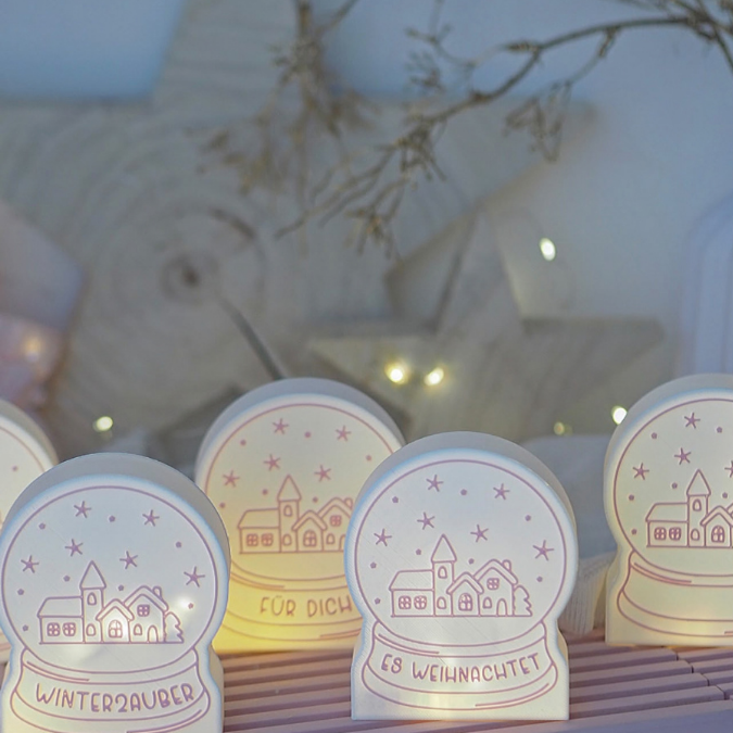 STL 3D Druck Datei beleuchtbare Schneekugel Licht Geschenkbox zum Kleben Weihnachten Winter 3D-Druck personalisierbar Lichtdatei – Bild 9