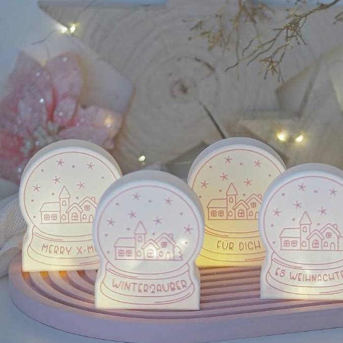 STL 3D Druck Datei beleuchtbare Schneekugel Licht Geschenkbox zum Kleben Weihnachten Winter 3D-Druck personalisierbar Lichtdatei – Bild 6