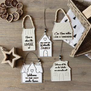 STL 3D Druck Datei Winter 5er Set Skandi Häuser Haus Weihnachtshaus Türdeko Tüürkranz Geschenkanhänger Weihnachten 3D-Datei 3D-Druck Vorlage