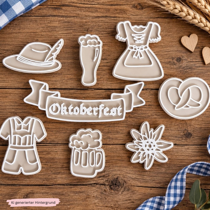 STL 3D Druck Datei 9 Designs Oktoberfest Bayern Bier München Anstecker zum kleben Streudeko 3D-Druck Datei Ohrringe Magnete Pins