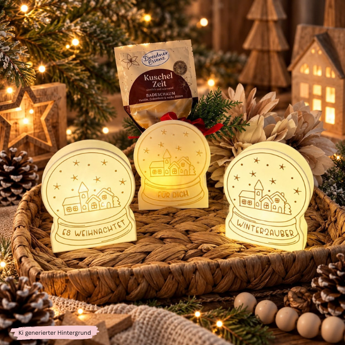 STL 3D Druck Datei beleuchtbare Schneekugel Licht Geschenkbox zum Kleben Weihnachten Winter 3D-Druck personalisierbar Lichtdatei – Bild 11