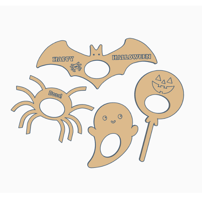 STL 3D Druck Datei Halloween Schoko Bon Halter für Kinder Mitbringsel Herbst Geist Spinne Fledermaus Lolli Lutscher Süßigkeiten – Bild 2