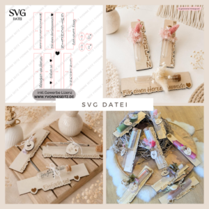 SVG Laserdatei 8 Designs Verpackung für Geld Reagenzglas Gutscheine Zeit statt Zeug Wunscherfüller inkl Anhänger SVG Datei Geburtstag