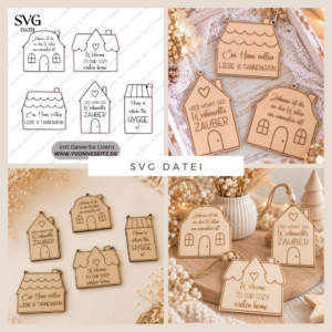 5er Set SVG Laser Datei Skandi Weihnachtshäuschen Weihnachten Winter Hygge home Hej Skandinavisch Häuschenliebe Häuser Laserdatei
