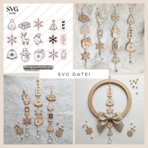 SVG Laser Datei 15 Designs Sonnenfänger Winter Skandi Scandi Aufhänger Anhänger Deko für Wand und Fenster Sonnenfänger Deko Geschenkanhänger