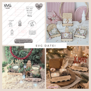1 SVG Laser Winter Weihnachten Datei Teelichtbox Mitbringsel für Teelichter oder Kleinigkeiten 3mm 4mm Laserdatei SVG Datei Hygge skandi