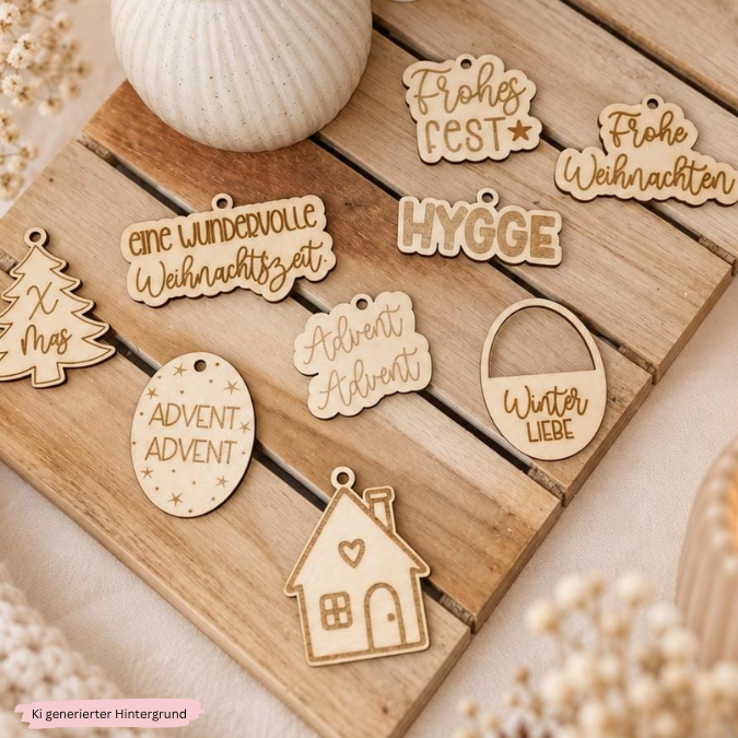SVG Laserdatei 18 Designs Geschenkanhänger Winter Weihnachten Skandi Geschenkidee SVG Datei Geschenkverpackung Kawaii Boho cute – Bild 4