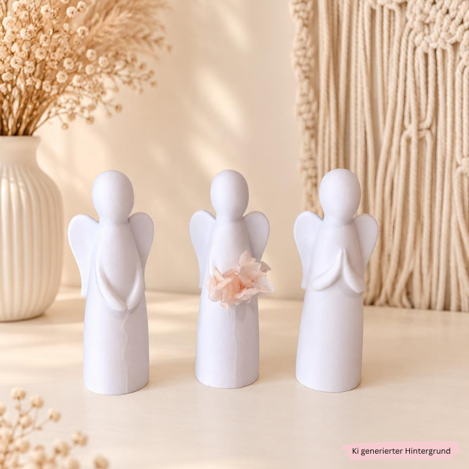 STL 3D Druck Datei 3er Set Engel skalierbar Weihnachten Winter Deko Mama Muttertag 3D-Druck Datei einer mit Öffnung für Blumen – Bild 4