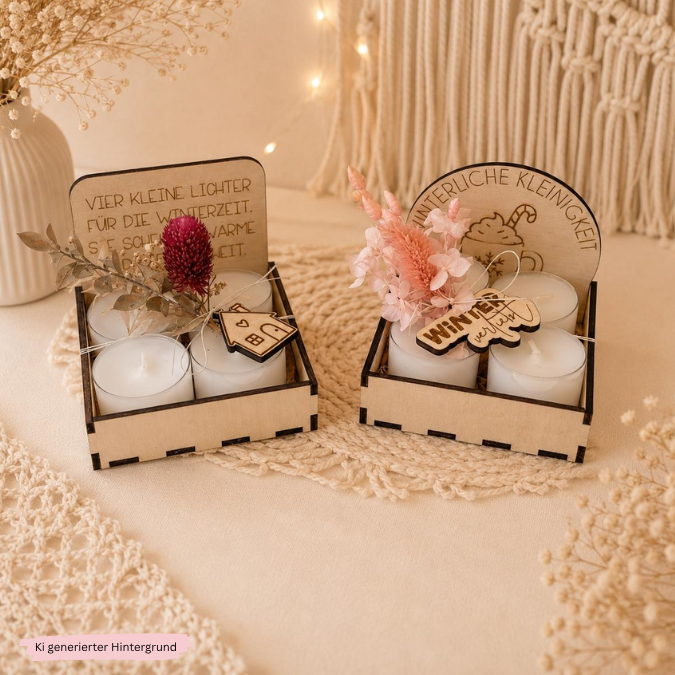 SVG Laser Winter Weihnachten Datei Teelichtbox Mitbringsel für Teelichter oder Kleinigkeiten 3mm 4mm Laserdatei SVG Datei Hygge skandi – Bild 3
