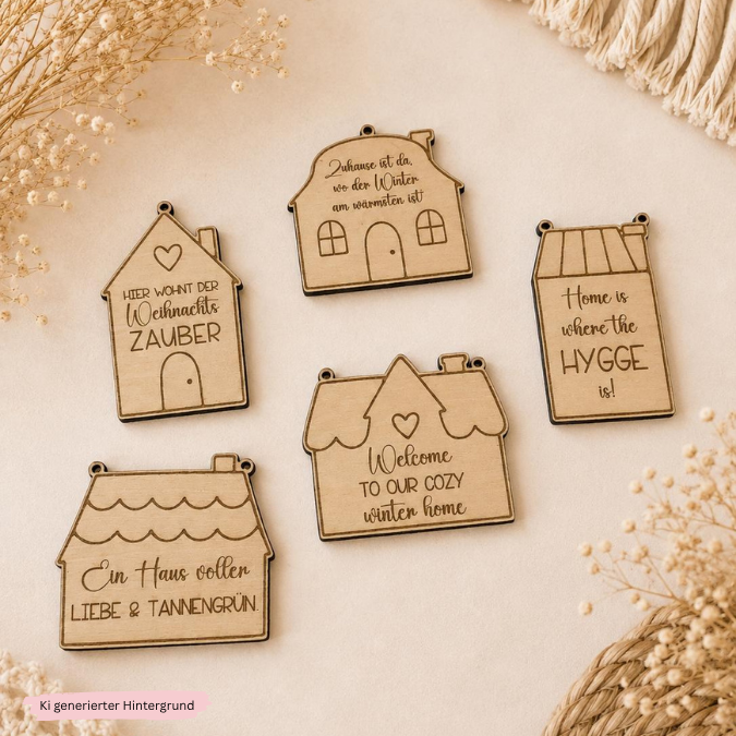 5er Set SVG Laser Datei Skandi Weihnachtshäuschen Weihnachten Winter Hygge home Hej Skandinavisch Häuschenliebe Häuser Laserdatei – Bild 4
