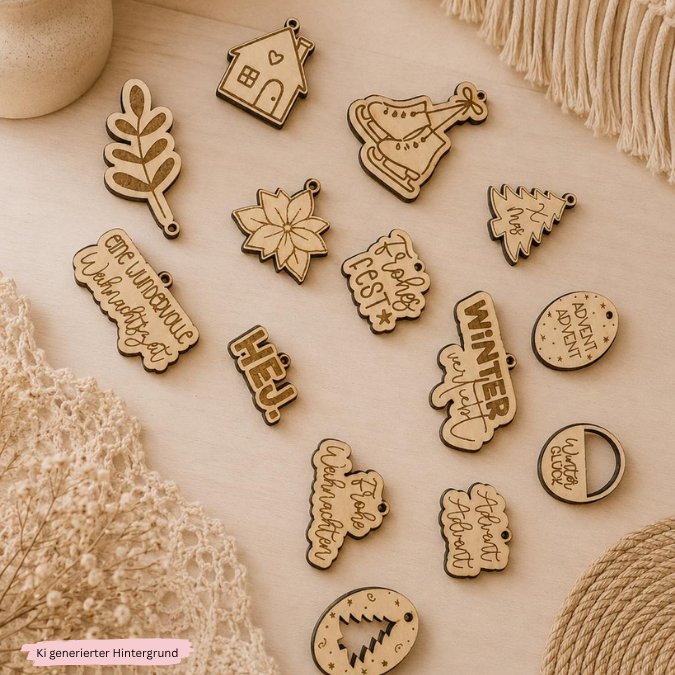 SVG Laserdatei 18 Designs Geschenkanhänger Winter Weihnachten Skandi Geschenkidee SVG Datei Geschenkverpackung Kawaii Boho cute – Bild 3