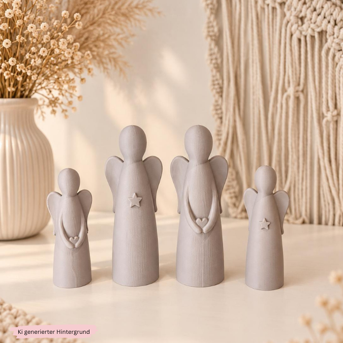 1 STL 3D Druck Datei 4er Set Engel skalierbar Weihnachten Winter Deko Mama Muttertag 3D-Druck Datei – Bild 3