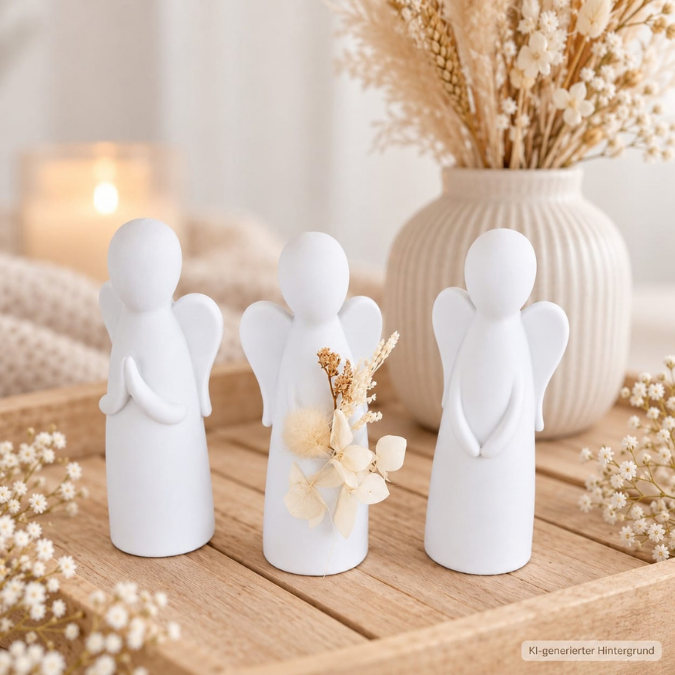STL 3D Druck Datei 3er Set Engel skalierbar Weihnachten Winter Deko Mama Muttertag 3D-Druck Datei einer mit Öffnung für Blumen – Bild 5