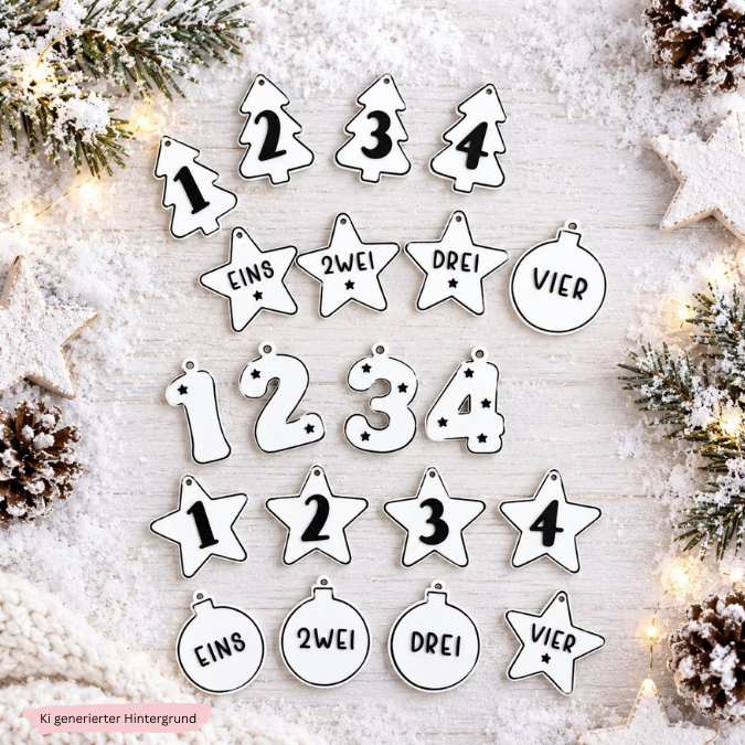 STL 3D Druck Datei Weihnachten 5 Designs Adventskranz Anhänger Zahlen Advent 3D-Datei 3D-Druck Vorlage Winter Weihnachtsdeko – Bild 4